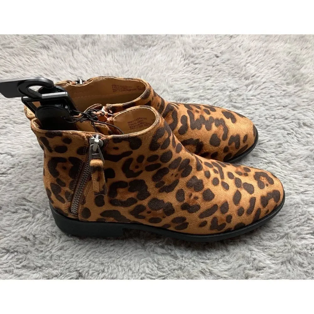 Brown leopard print ankle boots